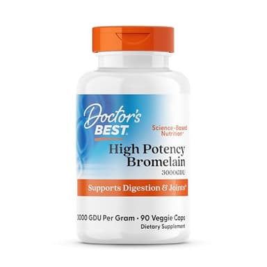 Doctor's Best 3000 GDU Bromelain Proteolytic Digestive Enzymes Supplements, Supports Healthy Digestion, Joint Health, Nutrient Absorption, 500 mg,Capsule, 90 Count(Pack of 1)