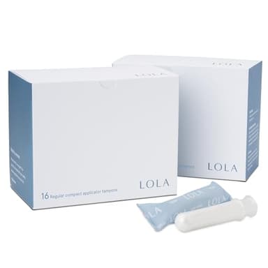 LOLA Organic Tampons - Regular Absorbency, 32 Count - Bulk Tampons for Women with BPA-Free Plastic Applicator & Hypoallergenic, Toxin-Free Feminine Hygiene Product