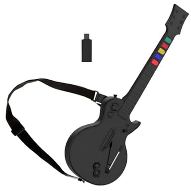 NBCP PC Guitar Hero Controller, Wireless PS3 Guitar Hero with Dongle for PC/PlayStation 3, Compatible with Guitar Hero, Rock Band, Clone Hero & Fortnite Festival - Black