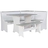 Linon Jackie Two Tone Pine Wood Coastal Corner Dining Nook in Graywash/White