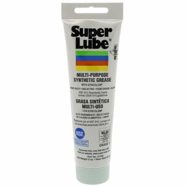 Super Lube Multi-Purpose Synthetic Grease w/ Syncolon - High Temperature, Water & Corrosion Resistant Grease - Workshop & Industrial Use - Food Grade - Translucent White - Tube - 3 oz (21030)