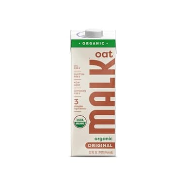 MALK Oat Milk Unsweetened - Shelf Stable Organic Oat Milk, Non GMO, Dairy Free, Vegan, Plant Based, No Gums or Fillers - Malk Oatmilk for Smoothies, Cereal, Creamy Lattes, Coffee