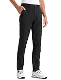 CRZ YOGA Men's All Day Comfy Golf Pants - 32" Quick Dry Lightweight Work Casual Trousers with Pockets Black 28W x 32L