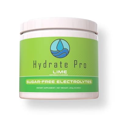 Hydrate Pro Clinical-Grade Electrolyte Powder | 45 Servings | 1000mg Sodium Formula | POTS & Dysautonomia Support | Sugar-Free (Lime)
