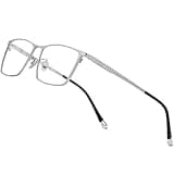 FONEX Titanium Glasses Frame for Men,Square Eyewear Full Optical Eyeglasses F85641 (F85641 Silver)