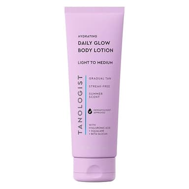 Tanologist Hydrating Daily Glow Body Lotion- Light/Medium, Buildable & Transfer-Proof Gradual Self Tanner, Summer Fragrance, Natural Not Orange, Lasts 7 Days, Vegan Clean Formula, 8.45 fl oz