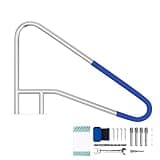 Oswerpon Pool Handrail, 54" x 36" Pool Railings for Inground Pools, 304 Stainless Steel Pool Handrails with Blue Nylon Grip Cover & Inflatable Float Hammock, Quick Mount Accessory Included