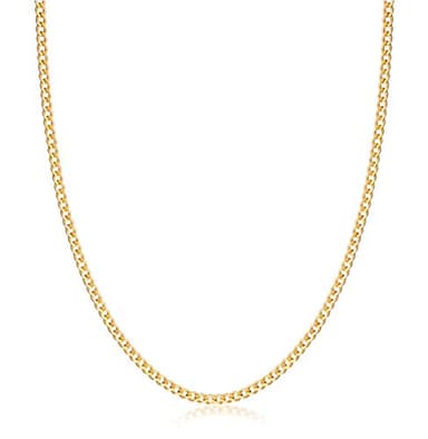Barzel 18K Gold Plated Curb/Cuban Link Chain Necklace 2MM, 3MM, 4MM, 5MM For Women or Men - Made In Brazil (3MM Gold, 22 Inches)