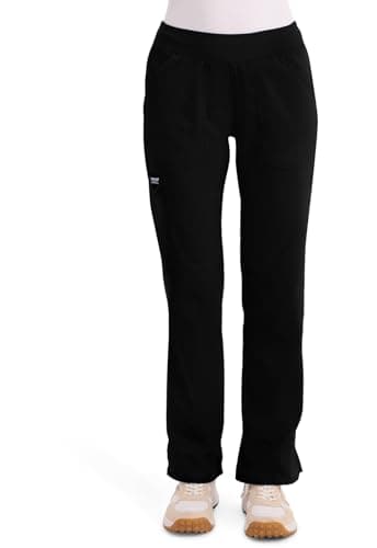 Pull-On Scrub Pants for Women Workwear Revolution, Soft Stretch WW110P, M Petite, Black