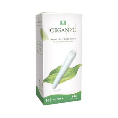 Organyc 100% Certified Organic Cotton Tampons - Cardboard Applicator, Free from Chlorine, Perfumes, Rayon, and Chemicals - Super, 14 Count