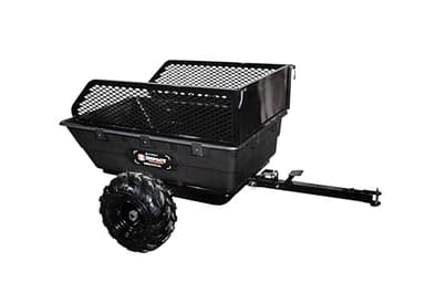 Impact IMPLEMENTS® 1500lb Poly Tub Agricultural Trailer from USA Outdoors Company. Premium Side Rails, Rugged 18" x 8" Tires, and Tongue Pivoting Feature.