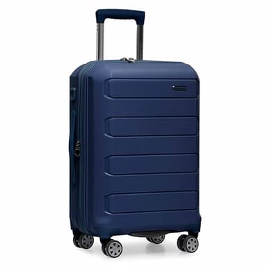 Traveler's Choice Pagosa Hardshell Expandable Luggage with Spinner Wheels, Navy, 22-Inch Carry-on