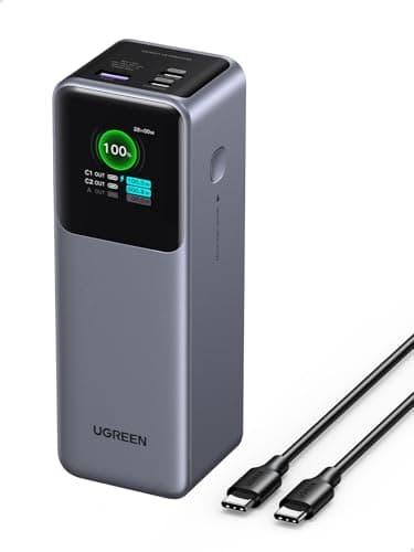 UGREEN Nexode Power Bank 25000mAh 200W Laptop Portable Charger PD 3.1 Fast Charging 90Wh 3-Port Battery Pack with TFT Smart Display for MacBook Pro/Air/ipad/iPhone 17/16/Samsung S26/Dell/HP and More