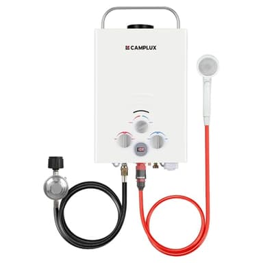 Portable Camplux Propane 1.58 GPM Tankless Gas, On Demand Water Heater, White