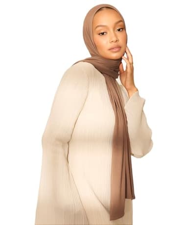Hijab Scarf for Women Soft Muslim Hijabs Head Wrap Scarves Fashion Long Hair Shawls Stretchy Muslin Headscarf Camel