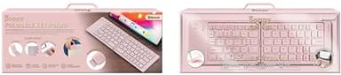 xo poppy Foldable Wireless Keyboard, Bluetooth, Rechargeable, Compact Design, for Windows, Apple, Android, Tablets & Smartphones, Carrying Pouch Included, Blush