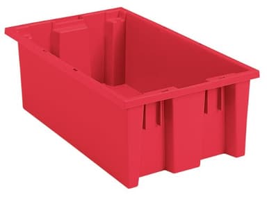 Akro-Mils 35180 Nest and Stack Plastic Storage Container and Distribution Tote, (18-Inch L x 11-Inch W x 6-Inch H), Red, (6-Pack)