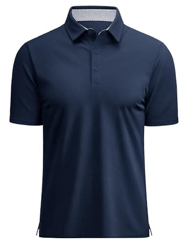 MAGCOMSEN Golf Shirts for Men Short Sleeve Polo T Shirts Cotton Pique Polo Shirt Casual Work Shirts Moisture Wicking Golf T-Shirt Navy, XL