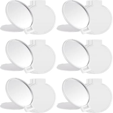 Jetec 12 Pieces Compact Mirrors Bulk Gifts Mini Vintage Pocket Mirrors for Purse Small Portable Folding Round Makeup Stuffs for Travel Daily Use Party Favors Women (White)