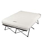 Coleman Queen-Size Airbed Cot Combination, Folding Air Mattress with Steel Frame & Side Table, Battery Pump Included