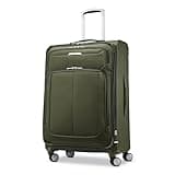 Samsonite Solyte DLX Softside Expandable Luggage with Spinner Wheels, Cedar Green, Checked-Medium 25-Inch