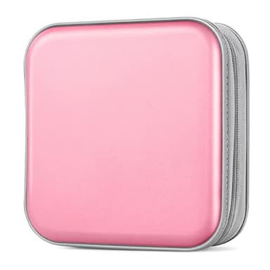Bivisen CD/DVD Case Wallet, Light Pink, 48 Capacity, Durable Plastic and Non-Woven Fabric Material, Easy to Carry and Organize CDs and DVDs