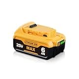 1Pack 6000mAh DCB200 Replacement for Dewalt 20V Battery Compatible with Dewalt 20V Cordless Power Tools Replacement Lithium-ion Batteries for DCB201 DCB203 DCB204 DCB206 Cordless Tools