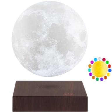 VGAzer Moon Lamp 3D Printing Magnetic Levitating Moon Light Lamps for Home、Office Decor, Creative Gift-6 Inch,Has 16 Colors 20 Modes