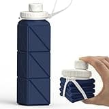 BEAUTAIL Collapsible Water Bottles, Silicone Foldable Portable Water Bottle 610ml, Lightweight Reusable Leakproof for Travel Camping Hiking Cycling Yoga Sports Outdoor, 1 Pack (Dark Blue)