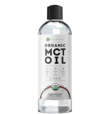 Kate Naturals MCT Oil for Coffee. Pure Coconut MCT C8 and C10 Oil (8oz, Organic, Unflavored)
