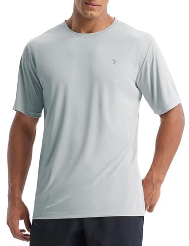 baleaf Men's UPF 50+ Sun Protection Shirts UV SPF Short Sleeve T-Shirts Rash Guard Quick Dry Lightweight Hiking Athletic Light Gray L