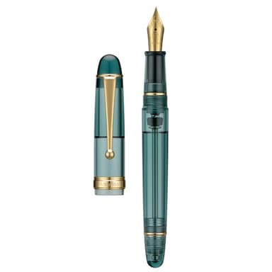 Asvine V126 Vacuum Filling Fountain Pen Extra Fine Nib, Transparent Teal Acrylic, Large-Capacity with Gift Case
