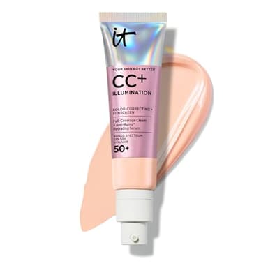 IT Cosmetics CC+ Cream Illumination (Fair Light) - Radiant Full Coverage Foundation With SPF 50+, Color Corrector & Hydrating Anti-Aging Serum, Hydrolyzed Collagen + Peptides - 1.08 fl oz