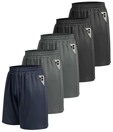 LalaHooK 5 Pack Gym Mens Shorts - Quick Dry Basketball Workout Athletic Shorts with Pockets for Running Casual Activewear