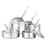 Viking 5-Ply Pots and Pans Set, 10 Piece Stainless Steel Kitchen Cookware, Silver