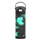 THERMOS FUNTAINER 16 Ounce Stainless Steel Vacuum Insulated Bottle with Wide Spout Lid, Galaxy Green
