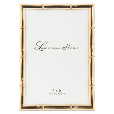 Lawrence 712246 4-Inch W x 6-Inch H Gold Metal Picture Frame with Bamboo Design