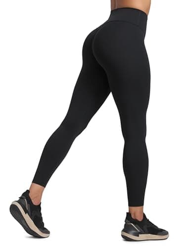 CRZ YOGA Secretsculpt Butterlift Workout Leggings 25" - No Front Seam High Waisted Womens Yoga Pants Booty Scrunch Butt Black Medium