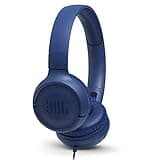 JBL Tune 500 - Wired on-ear headphones, JBL Pure Bass Sound, 1-button remote/mic, Tangle-free flat cable, Lightweight and foldable design, Ask Siri or Google Now (Blue)