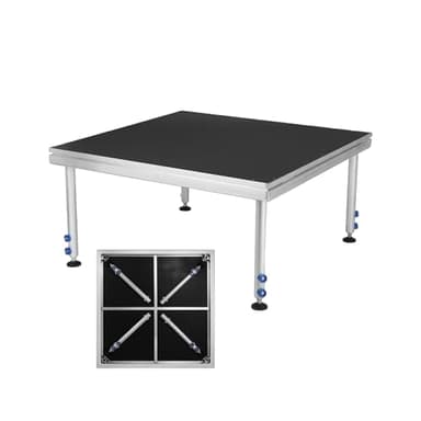 4'x4' Portable Stage Platform - Folding Lightweight Aluminum Performance Deck Steps Up to 1900lbs, Adjustable Height 24" -41" Modular Riser for Events Weddings Concerts Restaurants Bars Performances