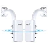 Wireless Bridge with 2 Bracket,2.4G Point to Point Outdoor WiFi Bridge with 3281ft Working Distance,24V POE Power Supply, IP65 Waterproof Internet Bridge,2-Pack