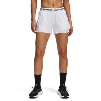 Under Armour Women's Tech Play Up 2 in 1 Shorts, (100) White/White/Black, Medium