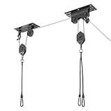 CyclingDeal Ceiling-Mounted Bike Hoist Rack - Secure Bike Storage Ceiling Bike Hangers for Garage - Safe & Easy Lifting for Garage Bicycle Hanger Bike Storage Rack - Premium Rope & Bike Hooks