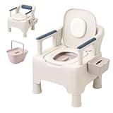 Japard Bedside Toilet Commodes Chair for Seniors, Supports 330 lbs with 14.7 Inch Seat, 16.1” High Adult Low Potty Chair for Elderly Women with Lid & Tray Women Kids