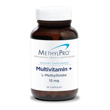MethylPro Multivitamin + L-Methylfolate 15 mg - Supports a Healthy Mindset - Vitamins A, C, D3, E & More - Active Folate for Methylation Support & Biochemical Reactions - 30 Servings - 30 Capsules