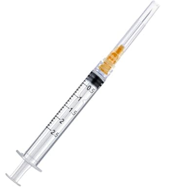 100 Pack Disposable 2.5ml/cc Lab Syringes with 25Ga 1 Inch Needle Luer Lock, Individually Sealed Packed