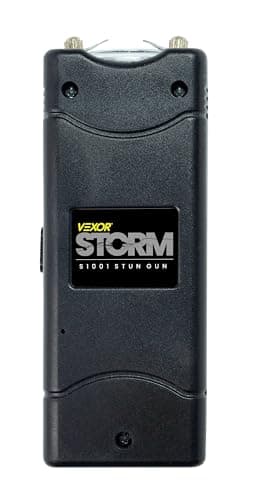 Vexor Storm Mini S1001 Personal Safety Device - Compact Rechargeable with LED Light - USB Charging - Pocket Size - Safety Lock - Includes Training Guide, Steel Gray