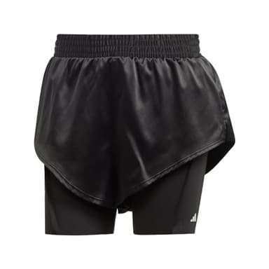 adidas Women's Power Aeroready Two-in-One Shorts, Black/White, Medium