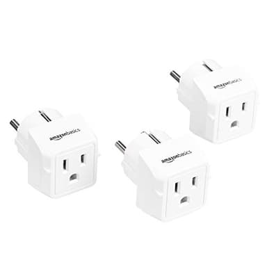 Amazon Basics 3-Pack Travel Plug Adapter Type E/F, US to Europe, Power Adapter for France, Germany, Greece, Hungary, Iceland, Netherlands, Norway, Poland, Portugal, Romania, Spain, White