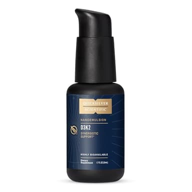 Quicksilver Scientific Nanoemulsified D3K2 - Emulsified Liquid Vitamin D3 + K2 MK7 Liposomal Supplement for Heart, Bone Health + Immune Support - Bioactive 2500IU for Enhanced Absorption (1.7oz/50ml)
